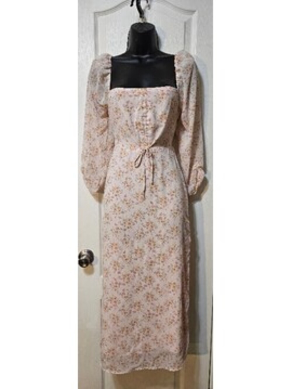 Lush Floral Midi Dress S Soft Vanilla